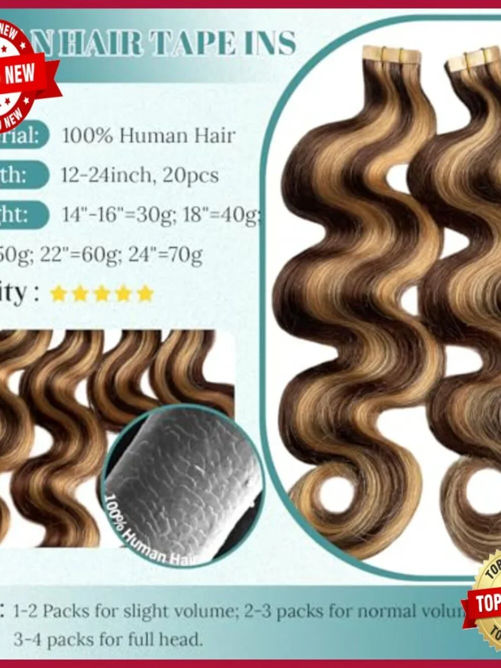22 Inch Human Hair Tape In Extensions 20pcs Body Wave Seamless Weft